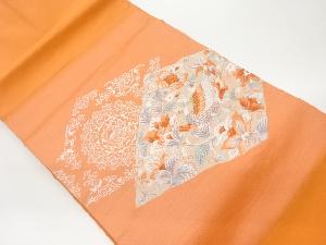 菱に鳳凰・花唐草模様織出し名古屋帯